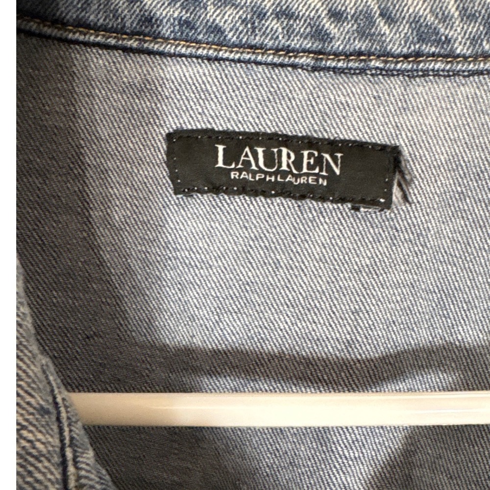 Lauren Ralph Lauren Light Wash Denim Belted Safari Utility Jacket Blue LRL - Picture 3 of 6